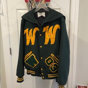 Vintage Green and Gold Varsity Jacket